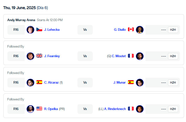 atp londres horarios jueves19 2025